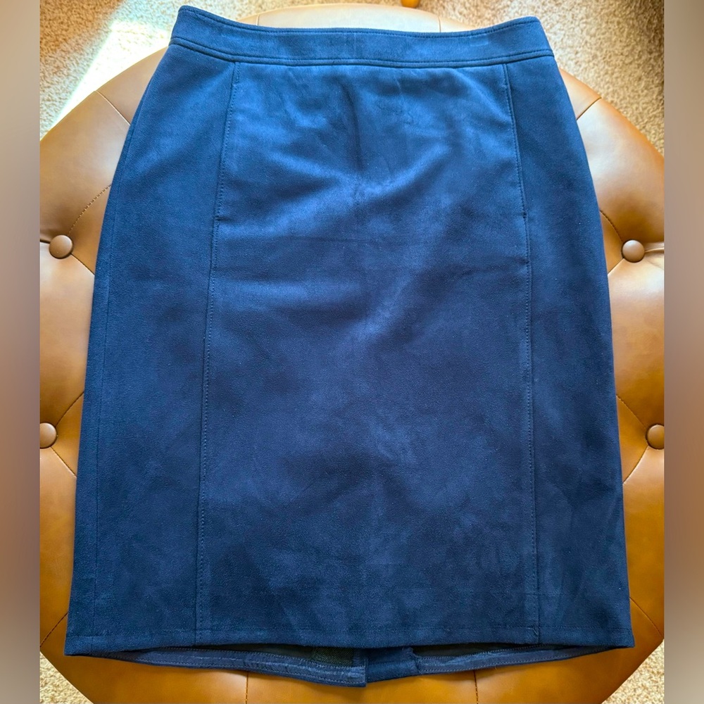 LOFT Faux Suede Navy Blue Pencil Skirt, Size 6